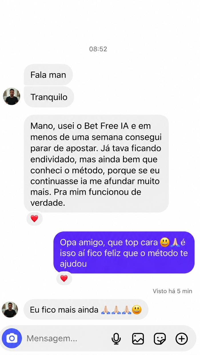 Depoimento real de usuário do Método Bet Free IA